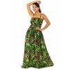 Dlouhé šaty s kapsami Wild Orchidea - zelená s růžovou