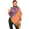 Šátek pašmína Nepal - fialová se zlatou