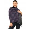 Šátek pašmína Nepal - černá s fialovou