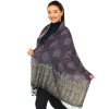 Šátek pašmína Nepal - černá s fialovou