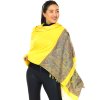 Šátek pašmína Nepal - žlutá s barvami