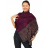 Šátek pašmína Nepal - černá s vínovou