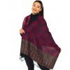 Šátek pašmína Nepal - černá s vínovou