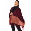 Šátek pašmína Nepal - vínová s černou