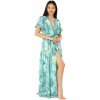 Dlouhé zavinovací šaty Paisley - tyrkysová s modrou a zlatou