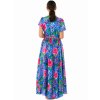 Dlouhé zavinovací šaty Tiara - modrá s růžovou