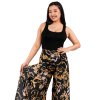 Zavinovací kalhoty Zahara černé s růžovou a zlatou (1)