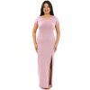 Dlouhé šaty Plain Mililani - pudrově růžová