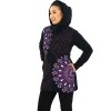 Hřejivá mikina na zip s kapucí Lila černá s růžovou a fialovou (4)