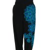 Kalhoty Tanisha černá s tyrkysovou a modrou (3)