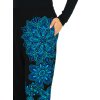 Kalhoty Tanisha černá s tyrkysovou a modrou (1)