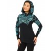 Mikina Moana s maxi kapucí - černá s tyrkysovou