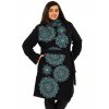 Podzimní/zimní kabát Himalaya - černá s tyrkysovou
