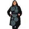 Podzimní/zimní kabát Himalaya - černá s tyrkysovou