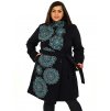 Podzimní/zimní kabát Himalaya - černá s tyrkysovou