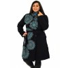 Podzimní/zimní kabát Himalaya - černá s tyrkysovou