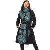 Podzimní/zimní kabát Himalaya - černá s tyrkysovou