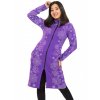 Prodloužená mikina na zip s kapucí Lei - fialová