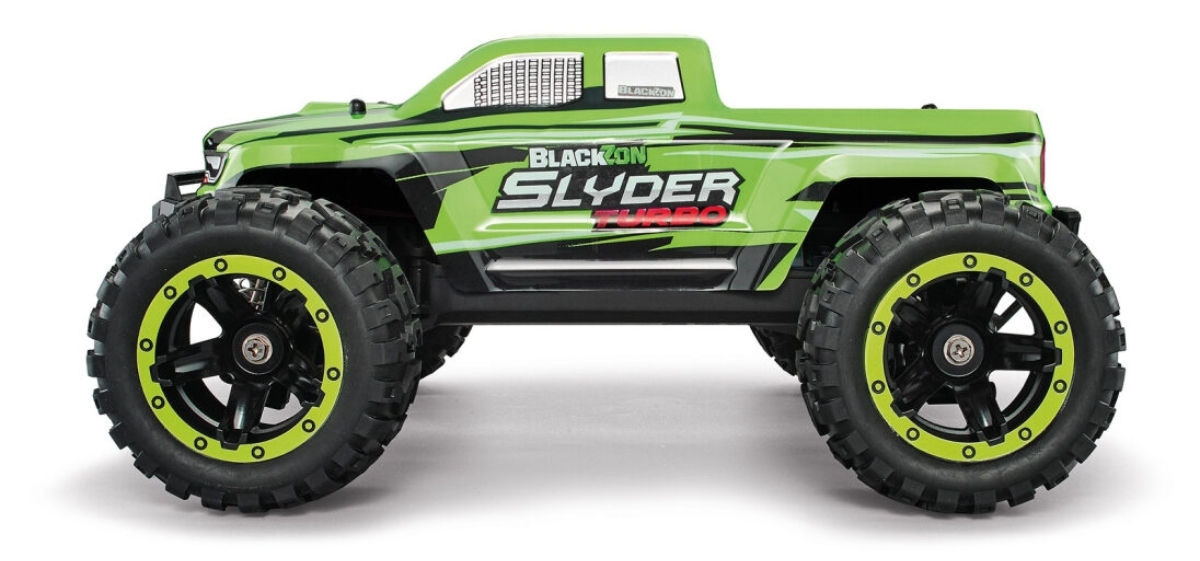 BlackZon Slyder MT Turbo – detail zavěšení a podvozku RC modelu 1:16
