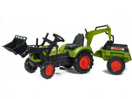 FALK - Šlapací traktor FALK 2070 Claas Arion 430 s nakladačem, rypadlem a vlečkou