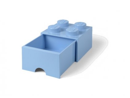 LEGO storage box with drawer 250x250x180mm - light blue