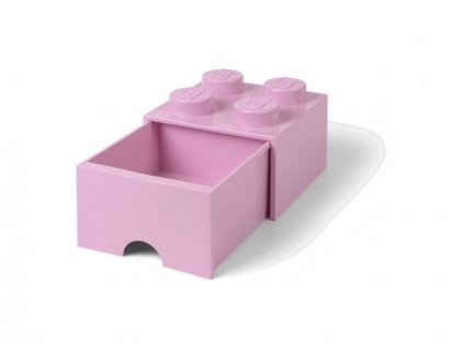 LEGO storage box with drawer 250x250x180mm - light pink