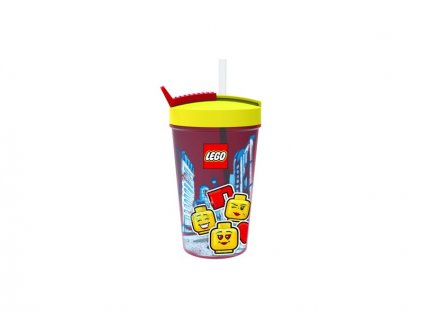 LEGO ICONIC Girl bottle with strap - transparent red