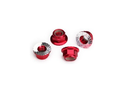 Traxxas samojistná matice s límcem M5 červená (4)