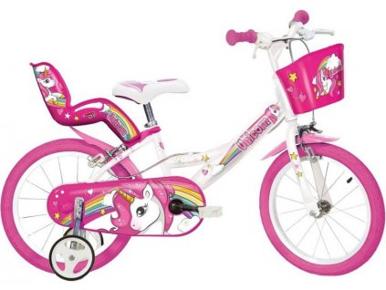 DINO Bikes - Dětské kolo 16" Jednorožec se sedačko