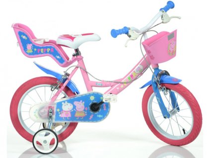 DINO Bikes - Dětské kolo 14" Pepa Pig se sedačkou a košíkem