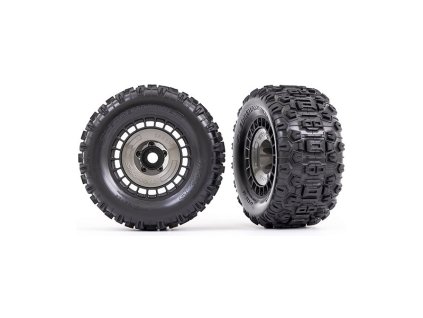 Traxxas kolo 3.8", pneu Sledgehammer, disk černý s šedou poklicí (2)