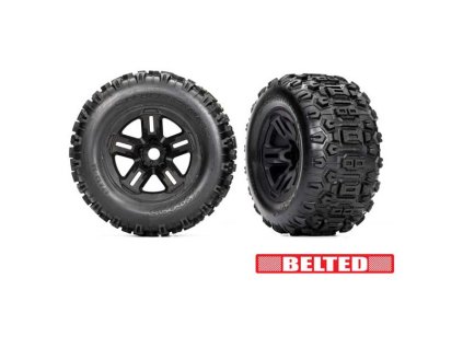 Traxxas kolo 3.8", disk černý, pneu Sledgehammer belted (2)