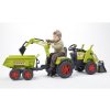 FALK - Šlapací traktor Claas Axos s nakladačem, rypadlem a vlečkou