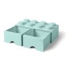 LEGO storage box with drawers 250x500x180mm - aqua