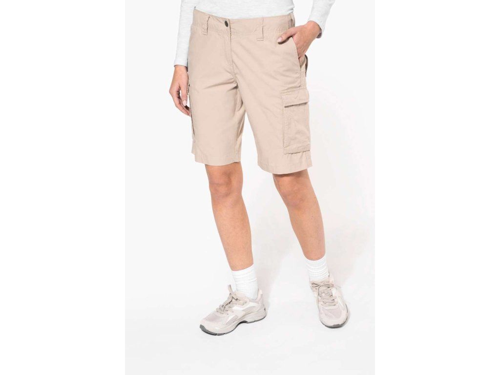 LADIES' LIGHTWEIGHT MULTIPOCKET BERMUDA SHORTS (Barva Beige, Velikost 36)