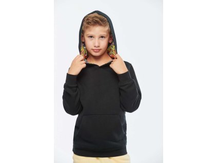 UNISEX KIDS CONTRAST PATTERNED HOODED SWEATSHIRT