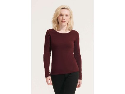 SOL'S MAJESTIC - WOMEN'S ROUND COLLAR LONG SLEEVE T-SHIRT (Barva Deep Black, Velikost L)