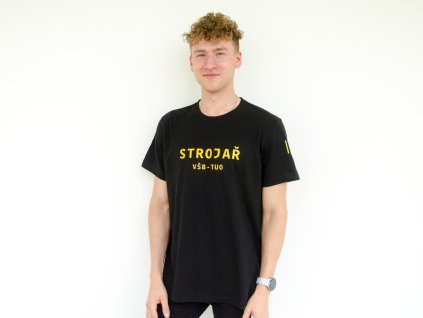 Tričko UNI černá potisk strojař