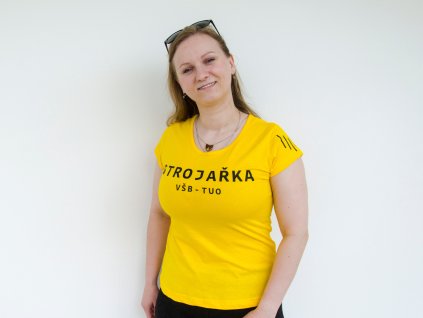 Tričko dámská žlutá potisk strojařka