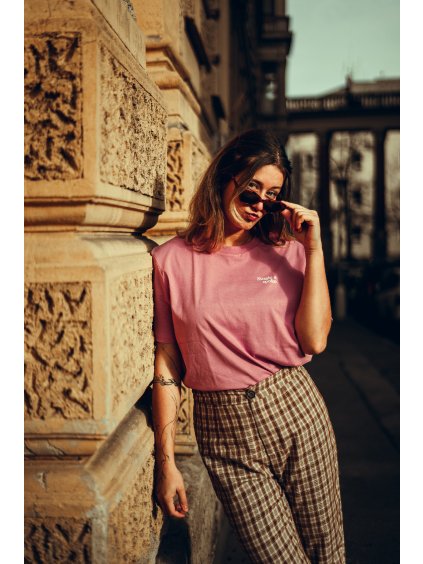 Unisex růžové tričko Single a spoko