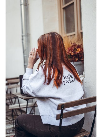 Dámská šedá mikina Kafe, prosím