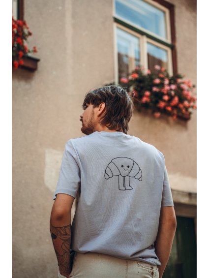 Unisex fialové tričko Roztomilý croissant