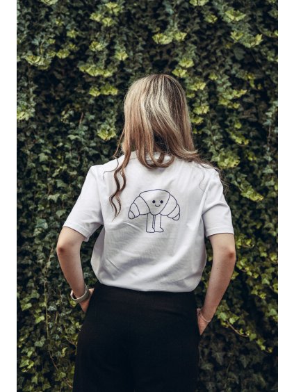 Unisex bílé tričko Roztomilý croissant