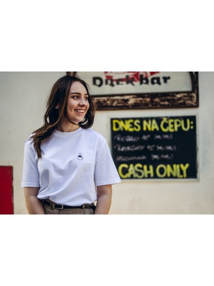 Unisex bílé tričko Upřímný barista