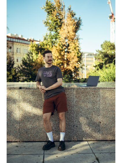 Unisex oversized šedé tričko Happy online