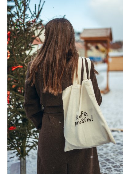 Lehká přírodní plátěná taška Kafe, prosím