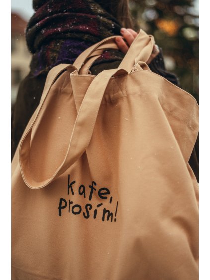 Velká světle hnědá taška Kafe, prosím
