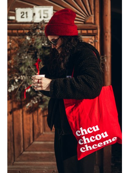Lehká červená plátěná taška Chcu