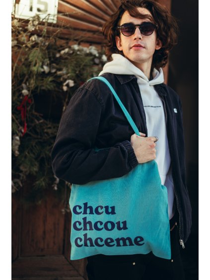 Lehká tyrkysová plátěná taška Chcu