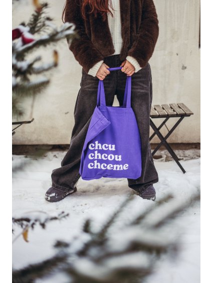 Fialová plátěná taška Chcu